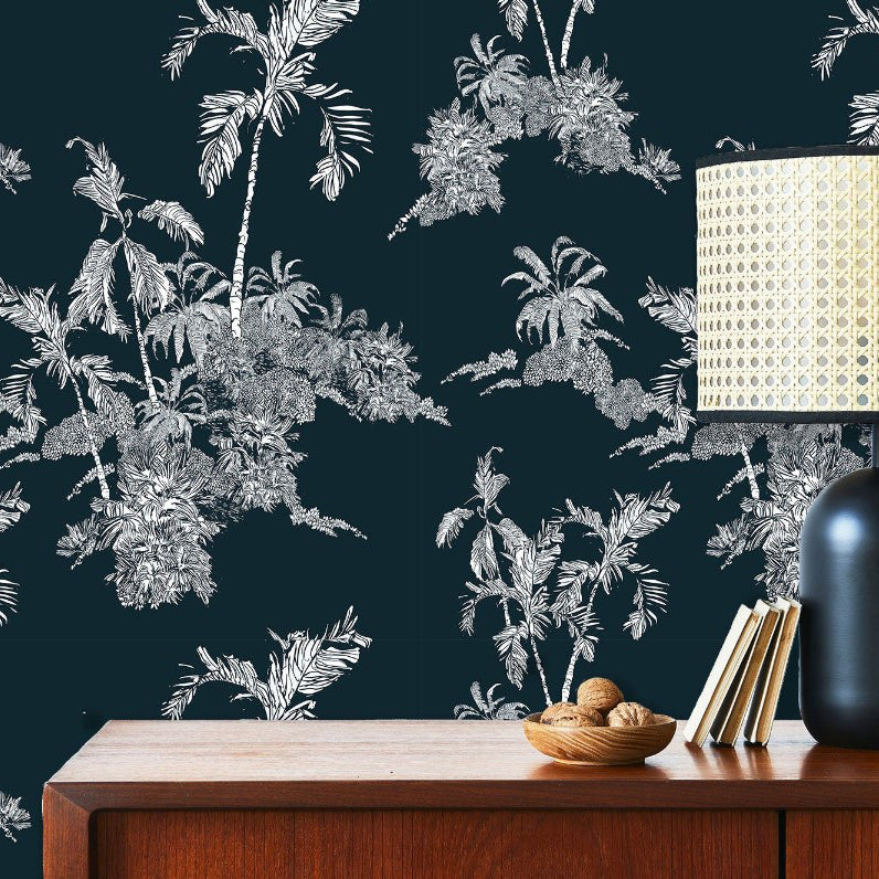 Rangoon Street Blue Chinoiserie Wallpaper