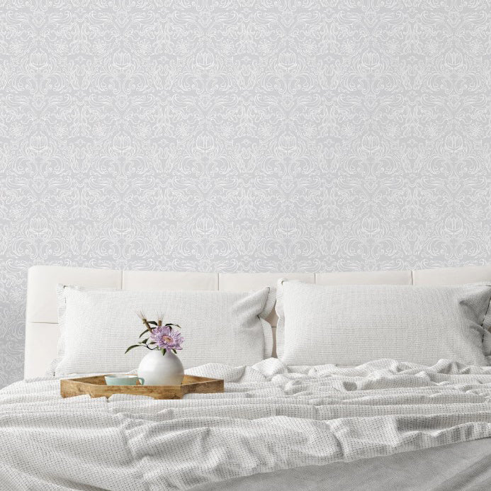 The Kenzel Court Neutral Damask Wallpaper