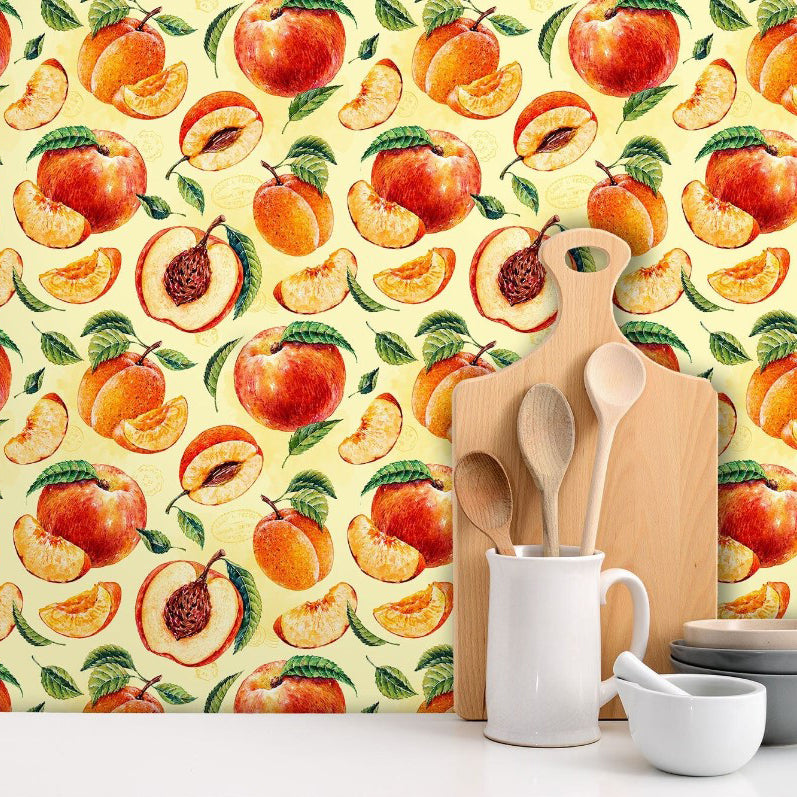 Peach Street Retro Kitchy Wallpaper