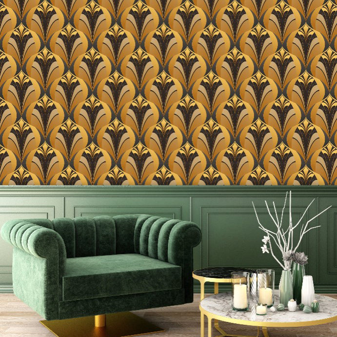 Lorne Pass Gold and Grey Art Deco Wallpaper