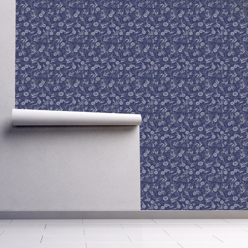 Fetter Lane Blue Botanical Wallpaper