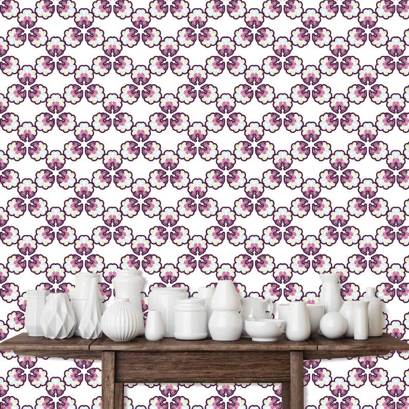 Reese Way Purple Floral Wallpaper