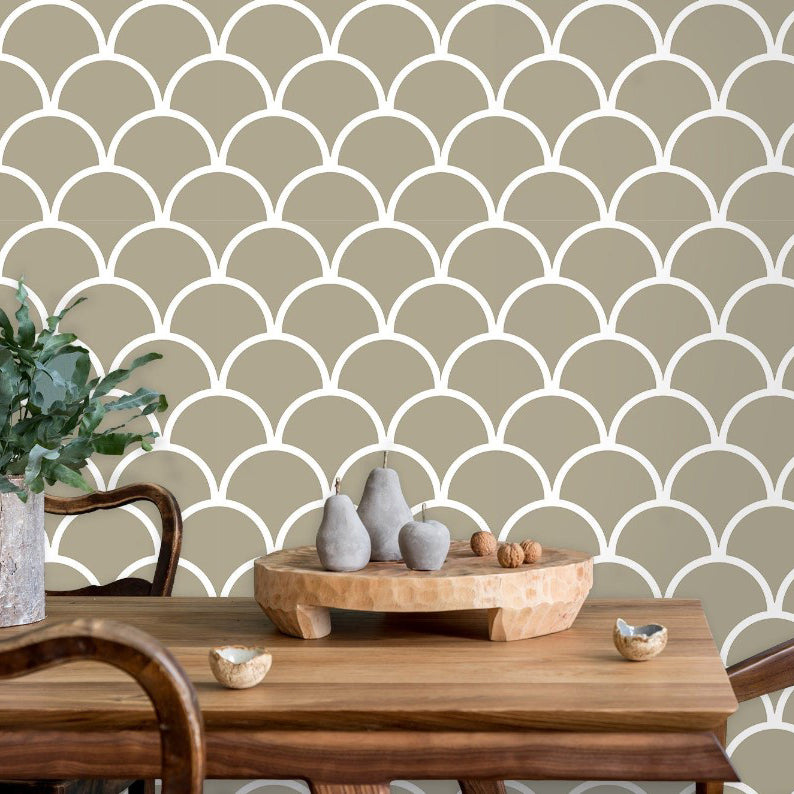 Lakeside Terrace Beige Geometric Wallpaper