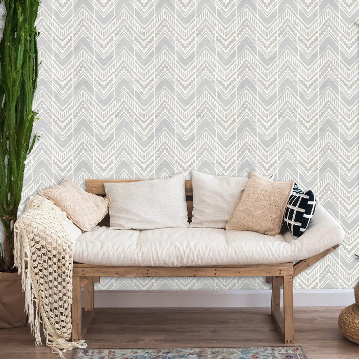 Aliwal Road Grey Tribal Boho Wallpaper