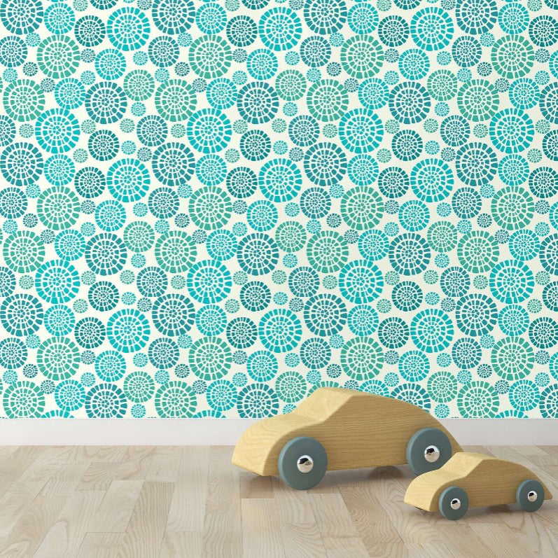 Christie Row Blue Geometric Kid's Wallpaper