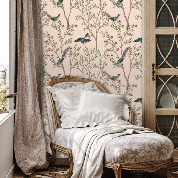 Edie Avenue Pink Chinoiserie Wallpaper