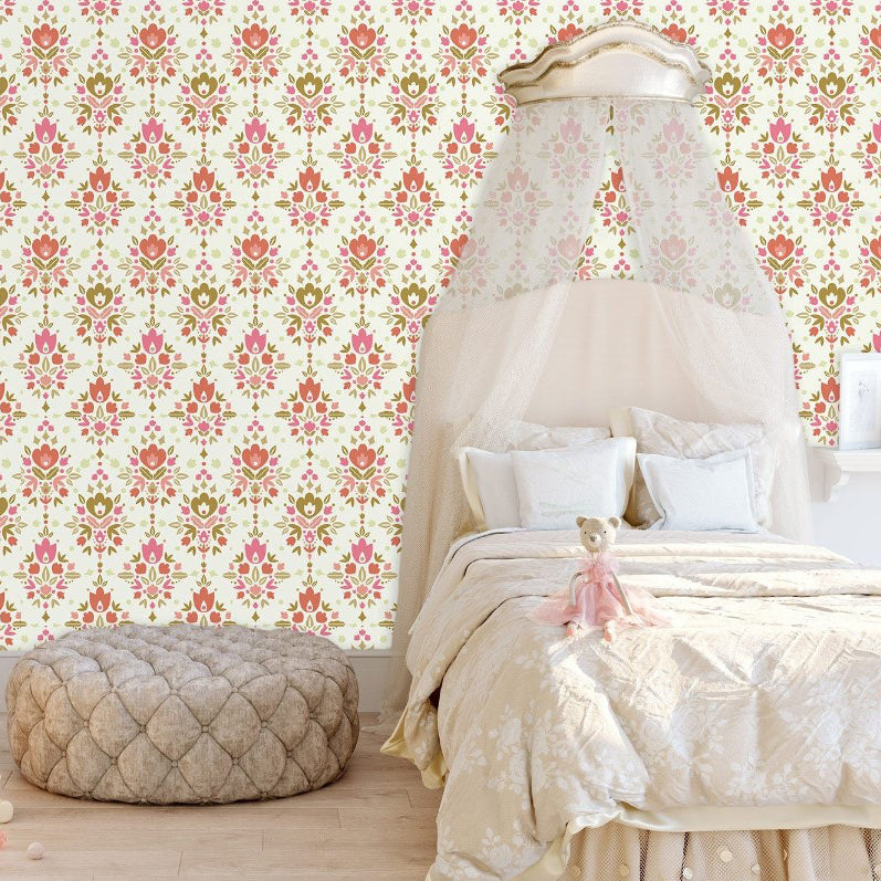 Dixie Drive Pink Damask Wallpaper