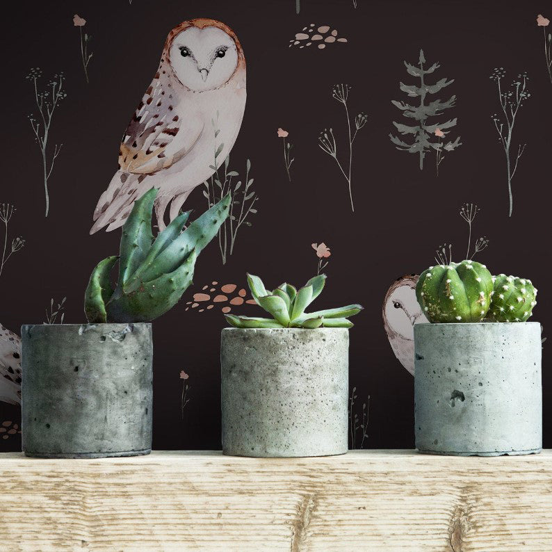 Templeton Road Owl Woodlands Wallpaper