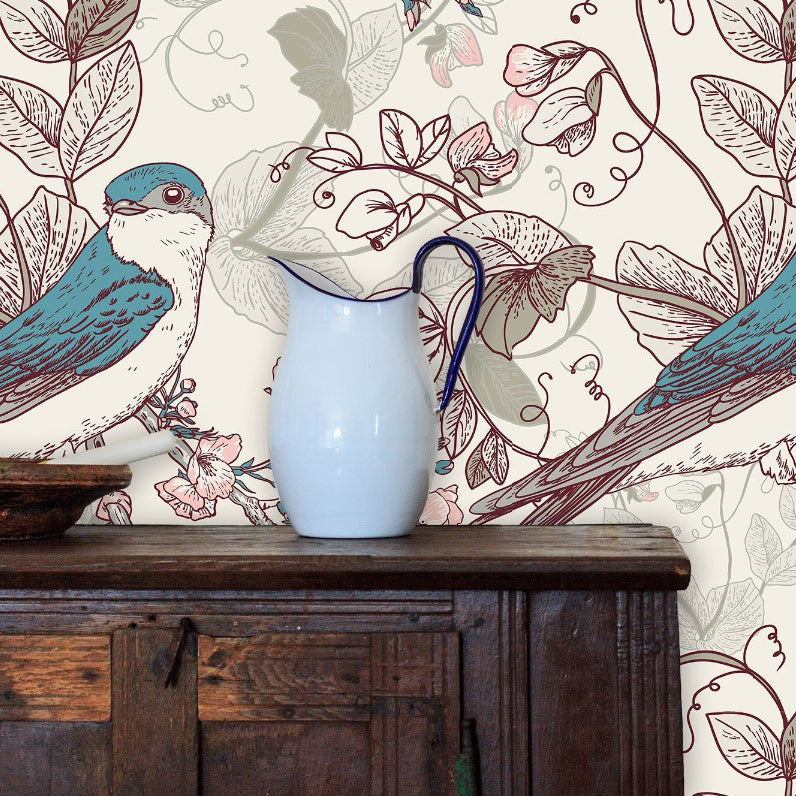 Wilna Road Botanical Bird Wallpaper