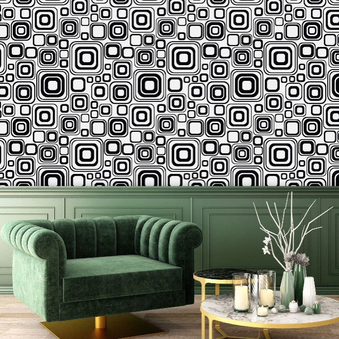 Vernon Place Black and White Geometric Wallpaper