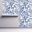 Load image into Gallery viewer, Abberely Mews Victorian Blue Toile Wallpaper
