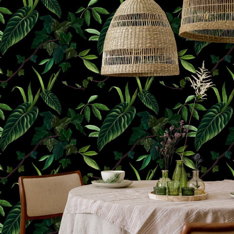 Ivy Lane Dark Moody Botanical Wallpaper