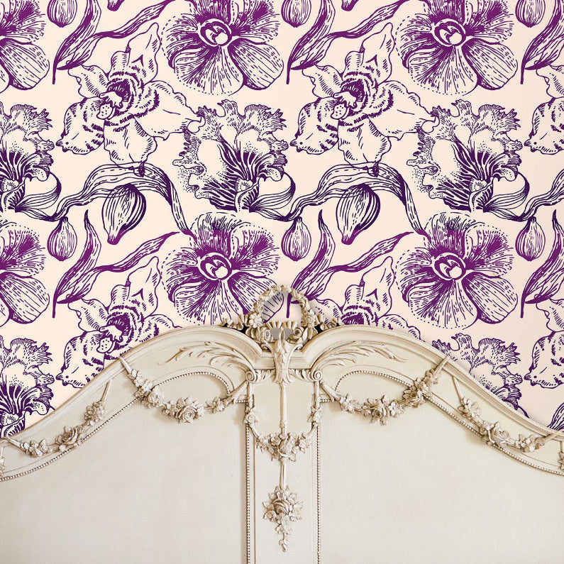 Liliah Avenue Purple Floral Wallpaper