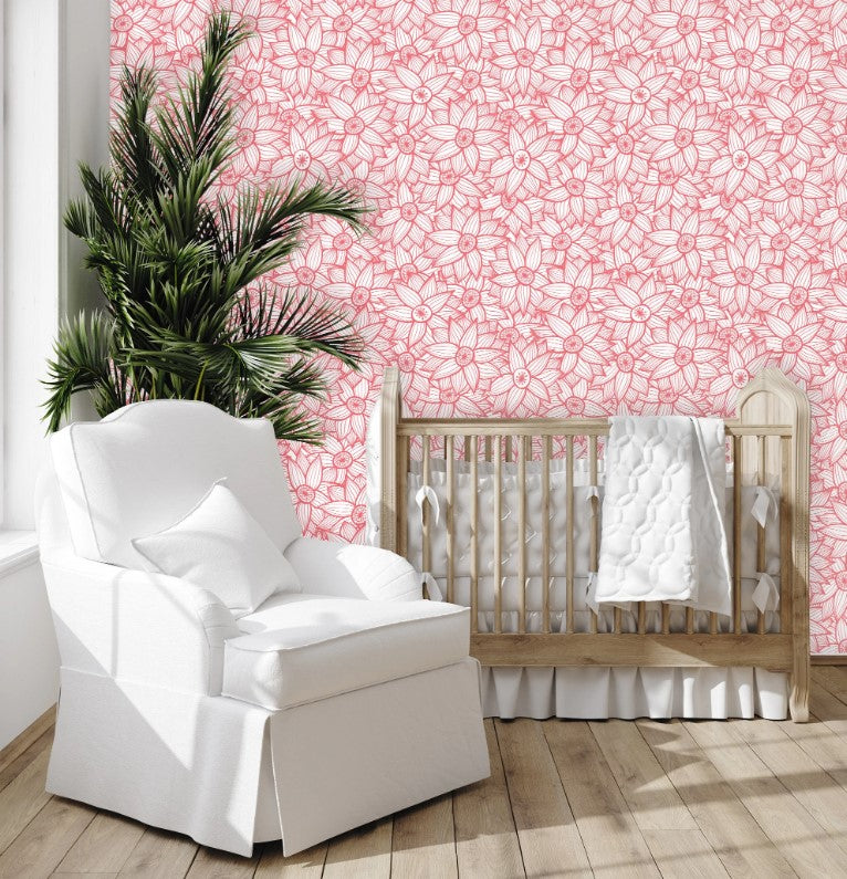 Adrian Avenue Pink Flower Garden Wallpaper