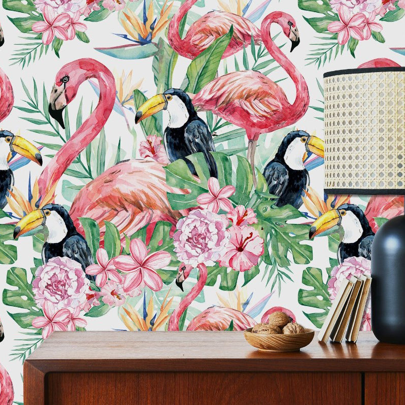 Clarendon Gardens Tropical Flamingo Wallpaper