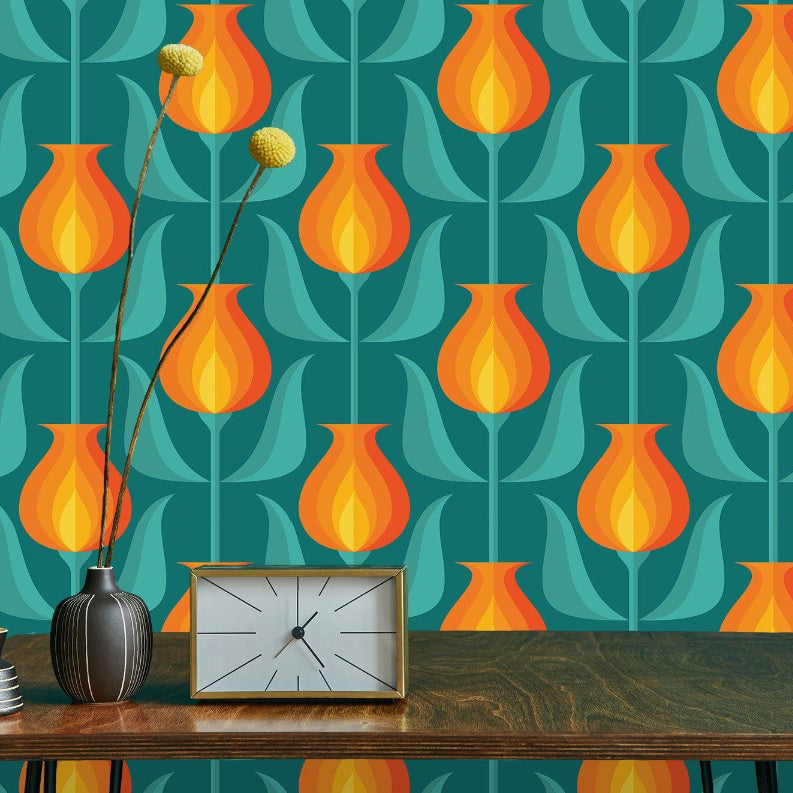 Goswell Road Retro Floral Wallpaper