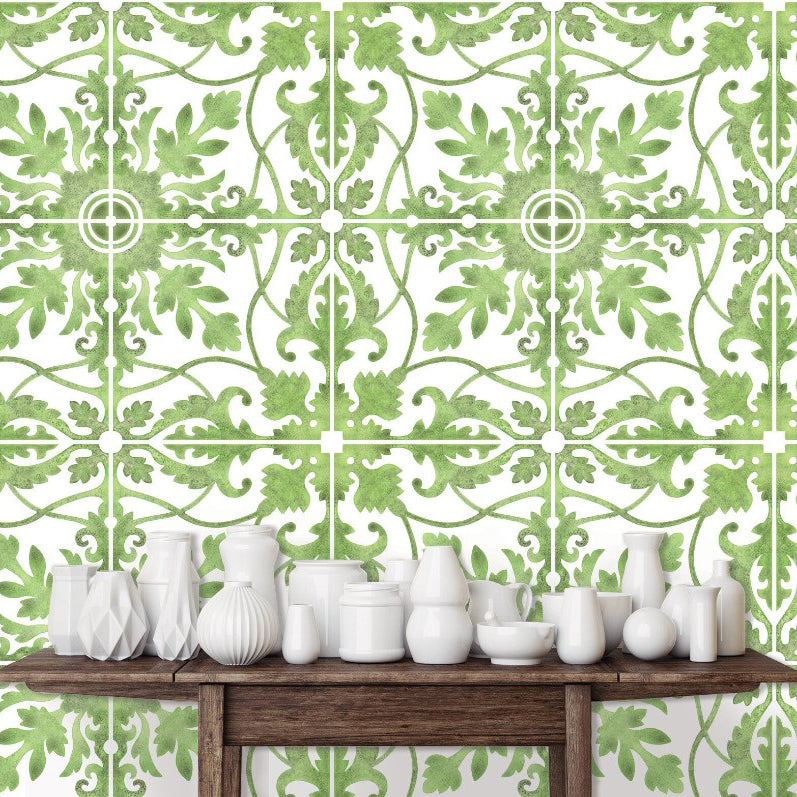 Sermon Lane Green Tile Wallpaper