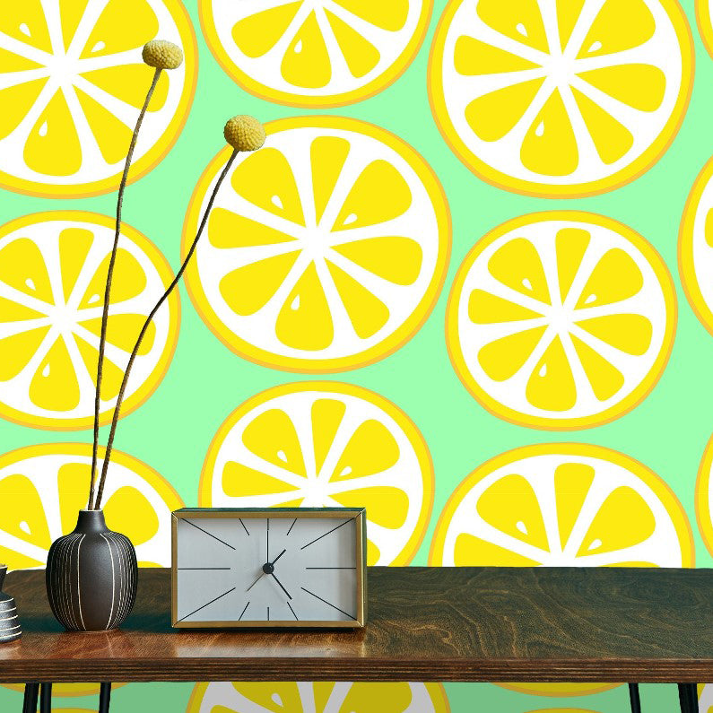 Lemon Squeeze Bold Retro Wallpaper