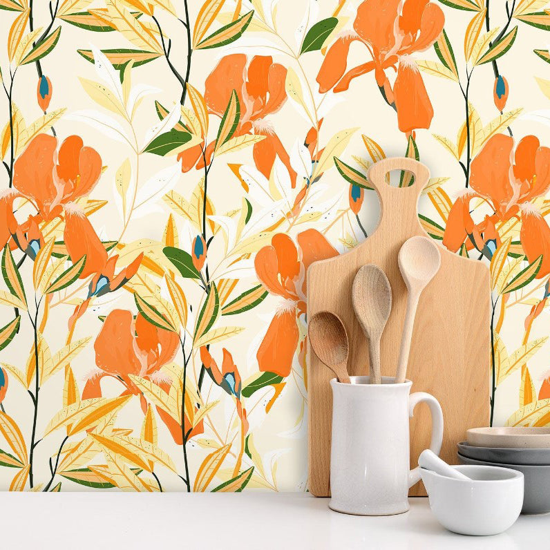 Vyner Place Orange Botanical Wallpaper