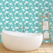 Load image into Gallery viewer, Blue Victorian floral peel and stick wallpaper
