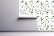 Load image into Gallery viewer, Watercolor bunny rabbit botanical peel and stick wallpaper
