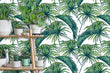 Load image into Gallery viewer, Tropical palm leaves peel and stick wallpaper
