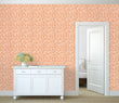 Load image into Gallery viewer, Pink Victorian chintz floral peel and stick wallpaper in room with white dresser
