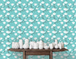 Load image into Gallery viewer, Blue Victorian floral peel and stick wallpaper
