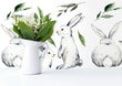 Load image into Gallery viewer, Watercolor bunny rabbit botanical peel and stick wallpaper
