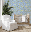 Load image into Gallery viewer, Blue and yellow girl&#39;s room butterfly peel and stick wallpaper
