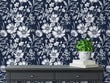 Load image into Gallery viewer, Blue Victorian floral peel and stick wallpaper
