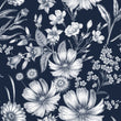 Load image into Gallery viewer, Blue Victorian floral peel and stick wallpaper
