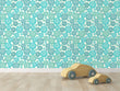Load image into Gallery viewer, Blue geometric kid&#39;s peel and stick wallpaper
