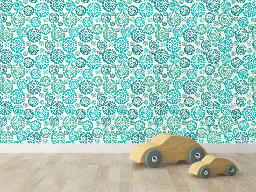 Blue geometric kid's peel and stick wallpaper