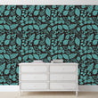 Load image into Gallery viewer, Botanical Wallpaper, Dark Wallpaper, Peel and Stick Wallpaper, Leaf Wallpaper, Black Wallpaper, Victorian Wallpaper, Fabric Wallpaper
