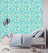 Load image into Gallery viewer, Blue geometric kid&#39;s peel and stick wallpaper
