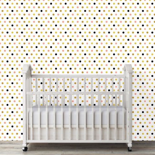 Polka Dot Wallpaper, Girl Room Wallpaper, Peel and Stick Wallpaper, Girl Nursery Wallpaper, Circle Wallpaper, Fabric Wallpaper