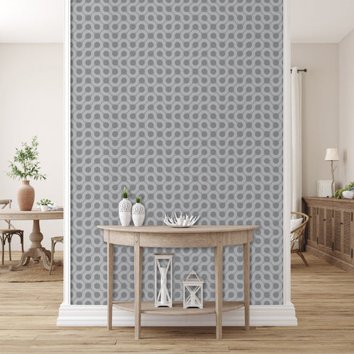 Grey Mid-century Modern geometric peel and stick wallpaper