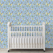 Load image into Gallery viewer, Blue and yellow girl&#39;s room butterfly peel and stick wallpaper
