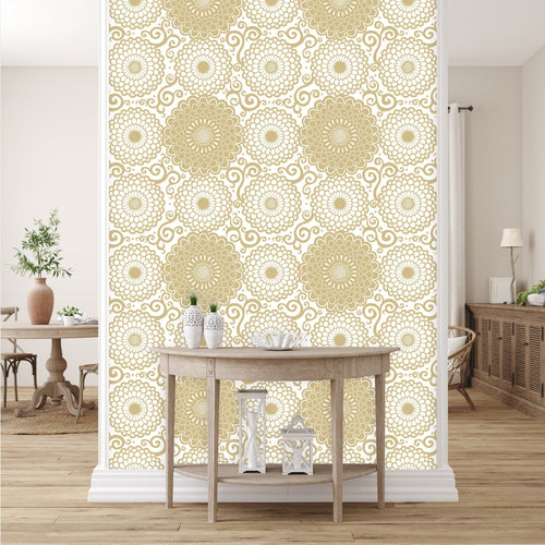 Gold floral peel and stick wallpaper