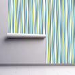 Load image into Gallery viewer, Blue and green striped peel and stick wallpaper
