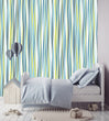 Load image into Gallery viewer, Blue and green striped peel and stick wallpaper
