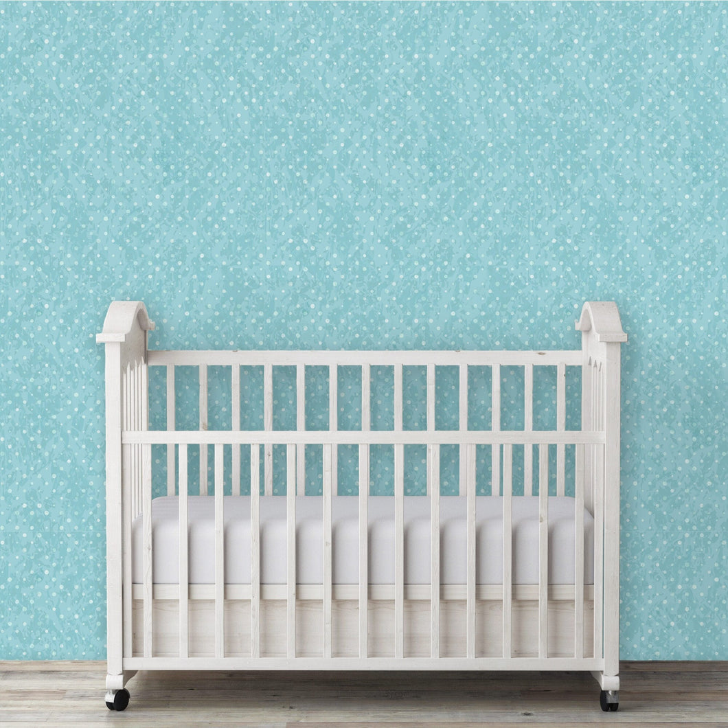 Blue polka dot kid's peel and stick wallpaper