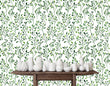 Load image into Gallery viewer, Green farmhouse botanical peel and stick wallpaper
