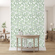 Load image into Gallery viewer, Green farmhouse botanical peel and stick wallpaper
