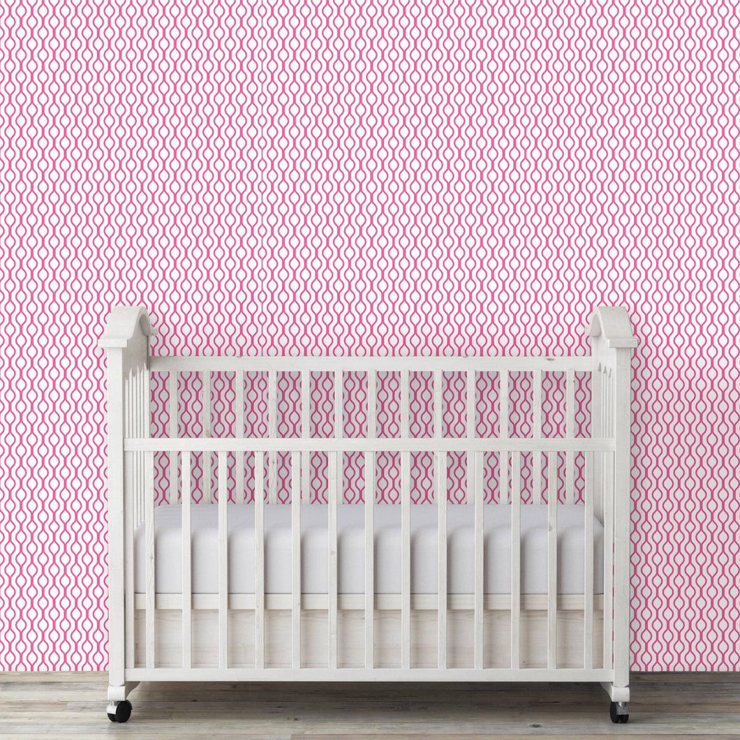 Pink girl geometric peel and stick wallpaper