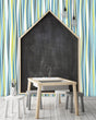 Load image into Gallery viewer, Blue and green striped peel and stick wallpaper
