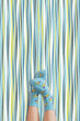 Load image into Gallery viewer, Blue and green striped peel and stick wallpaper
