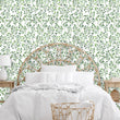 Load image into Gallery viewer, Green farmhouse botanical peel and stick wallpaper
