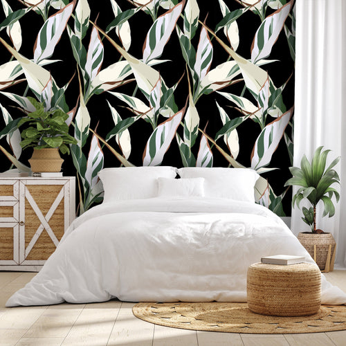 Palm leaves tropical dark wallpaper